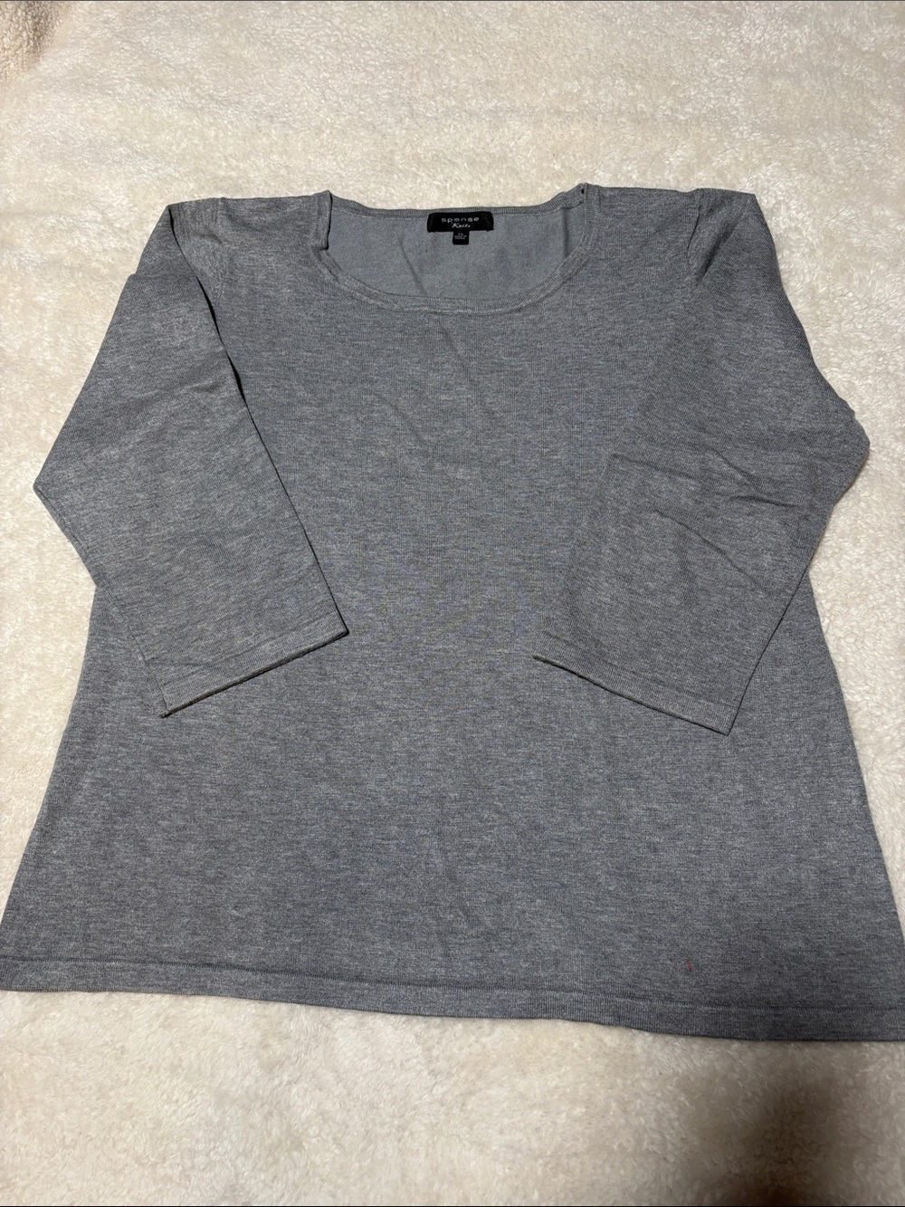 Spense Grey Scoop-Neck 3/4 Sleeve Top
